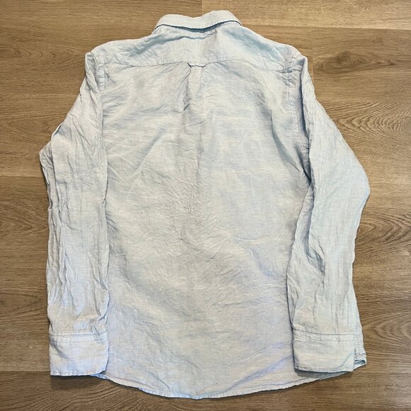 Porter & Ash 100% Linen Men's XL Long Sleeve Light Blue Button Up Shirt - Picture 6 of 6